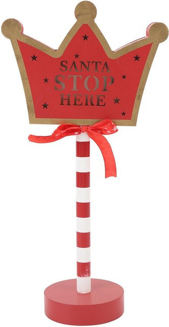 CosyHome Weihnachts-Stoppschild Santa Stopp Hier Tischaufsteller mit LED-Lichtern in Rot - Bild 1
