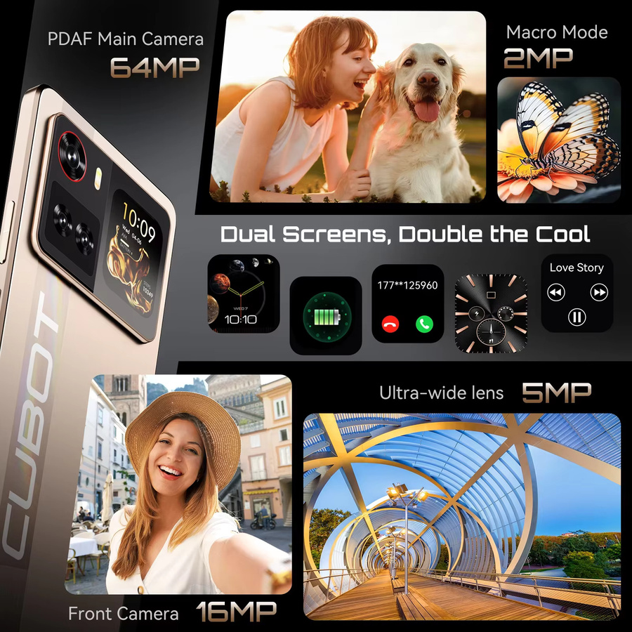 Cubot X100 5G Smartphone mit 256 GB ROM, 16 GB RAM, 6,88 Zoll 120 Hz Display, 64 MP Kamera und 5100 mAh Akku, Android 15, NFC, Gold/Schwarz - Bild 3
