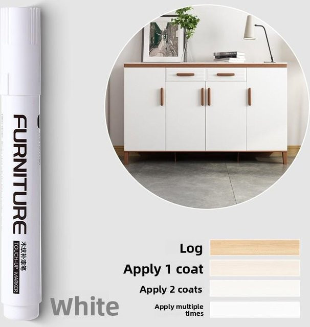 SZwatch Reparaturstift für Möbel und Holzoberflächen in Weiß zur Kantenversiegelung und Kratzerreparatur - Bild 1