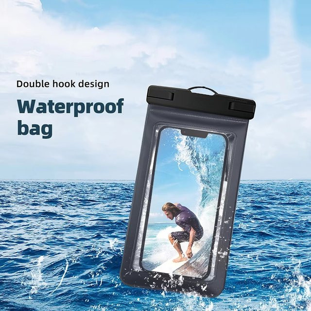 VORTNGLE Universelle wasserdichte Versiegelungstasche IPX8, transparente Unterwasser-Schutztasche für Mobiltelefone, Schwarz - Bild 1
