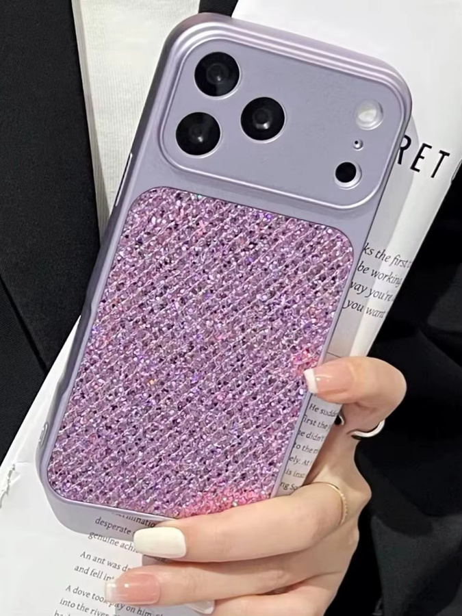 Luxuriöse Glitzer-Strass-Handyhülle für Apple iPhone 11 bis 17 Pro Max Plus in Silber, sturzsichere Rückabdeckung mit Bling-Bling Effekt - Bild 3