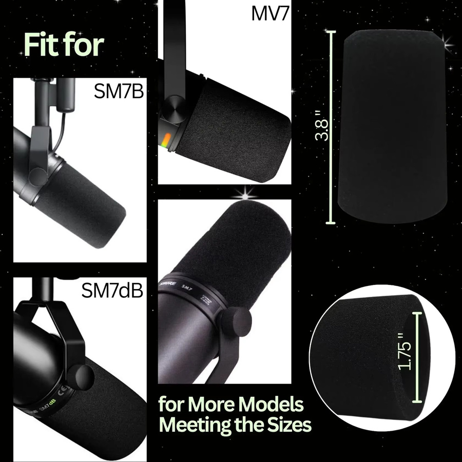 Shure SM7B und MV7 Mikrofon-Windschutz Schaumstoffabdeckung mit Haltering in Pink, Gelb und Grün (RK345) - Bild 4
