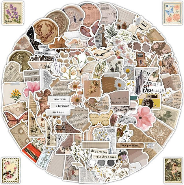 Themensticker Unvollständiges Tagebuch von Golden Memory Stickers Store, 120 Stück wasserfeste Aufkleber in Gold und Multicolour zur Dekoration - Bild 1
