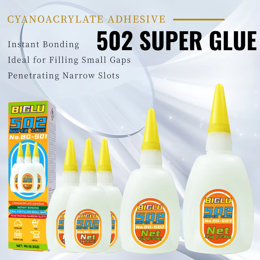 BIGLU 502 Superkleber Cyanacrylat-Klebstoff für Leder, Gummi, Holz, Metall und Kunststoff, sofort trocknend, weiß, 3 Stück - Bild 2