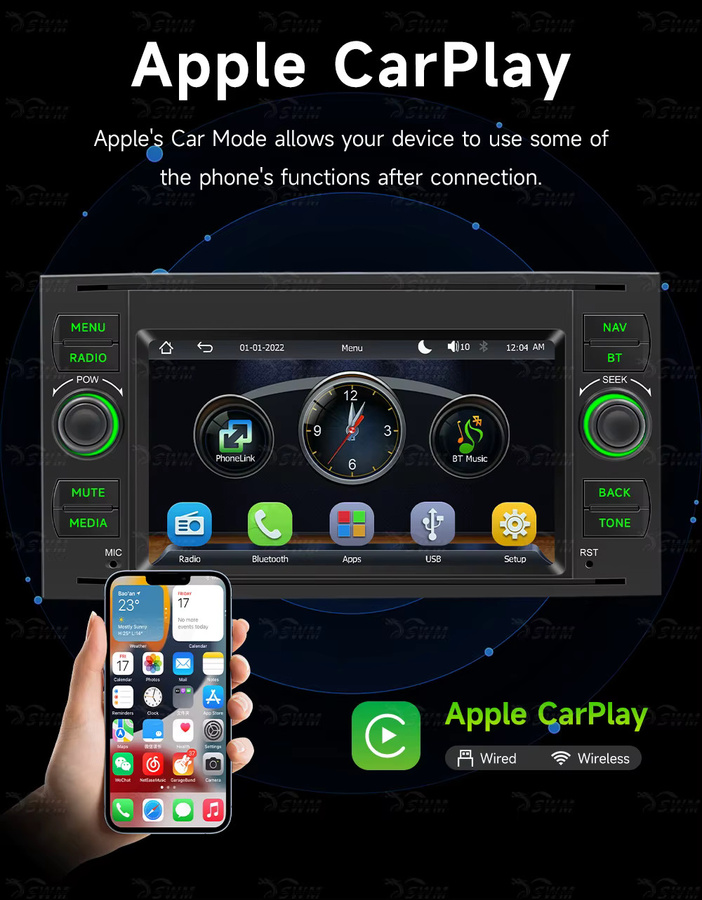 BQCC 7 Zoll MP5-Player für Ford Transit, Multimedia-Stereoanlage in Schwarz mit USB und AUX-Eingang - Bild 2