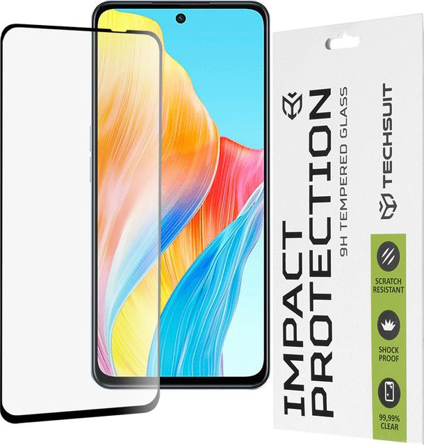 Techsuit Displayschutzfolie aus gehärtetem Glas mit Full Glue für OnePlus Nord N30 SE, Oppo A79, Oppo A98 und Oppo A58 4G in Schwarz - Bild 1