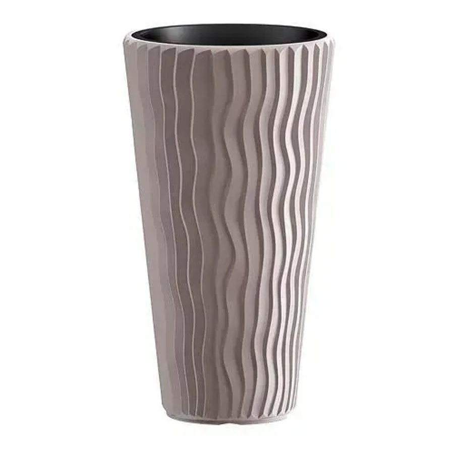 PROREGAL Blumentopf Sand Schlank 400 mit vertikalen Wellen in Mocca, Höhe: 70 cm, Breite: 39 cm, Tiefe: 39 cm - Bild 2
