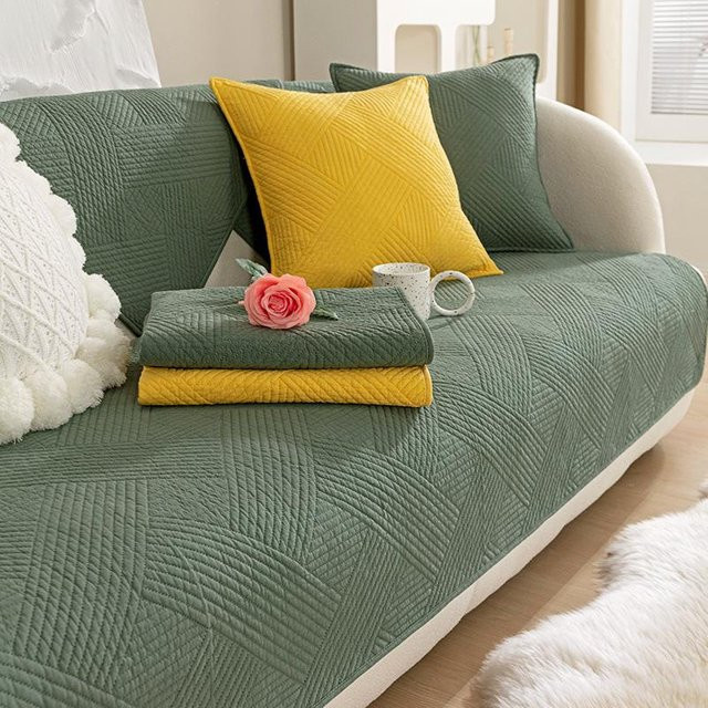 Rutschfester Sofaschutz Überwurf aus verdickter Baumwolle in Grün, B/T: 70 x 70 cm - Bild 1