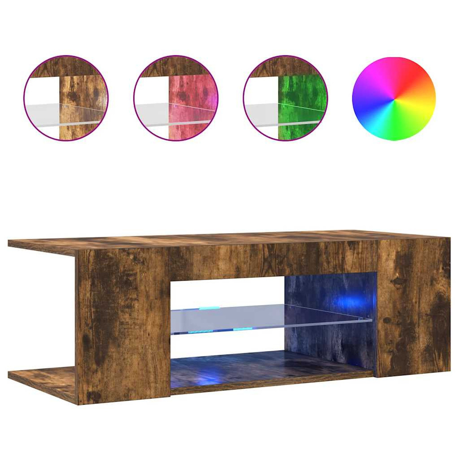 vidaXL TV-Schrank modern mit LED-Beleuchtung in Räuchereiche, B/T/H: 90 x 39 x 30 cm - Bild 5