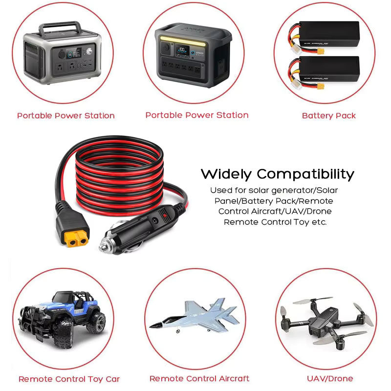 ALLPOWERS XT60 auf Auto-Zigarettenanzünder Adapterkabel, 12 AWG, Schwarz, Länge: 3 m und 1,5 m - Bild 6