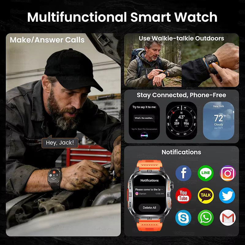 GUHUAVMI Smartwatch, GPS, Schwarz, Herren, 30M Wasserdicht - Bild 4