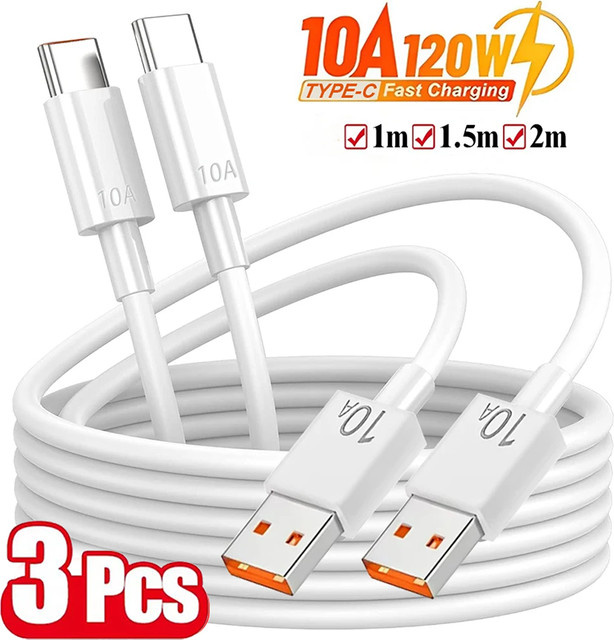 Xiaomi USB auf Typ-C Schnellladekabel für Android, 120W, 10A, Farbe: Weiß - Bild 1
