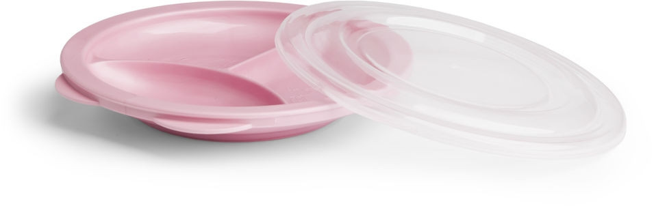 Herobility Eco Baby-Menüteller mit Deckel aus Melamin in Pink - Bild 1