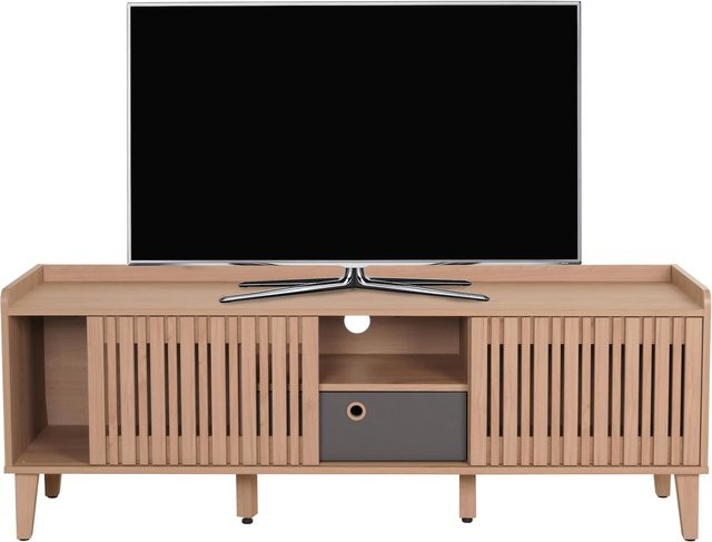 MCW TV-Rack M48 Lowboard mit Schiebetür und Schublade, Beige und Grau, B/T/H: 150 x 40 x 40 cm - Bild 1