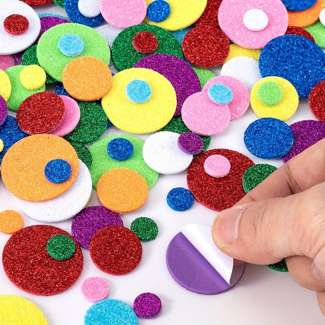 160 Stück selbstklebende glitzernde Schaumstoff-Aufkleber in verschiedenen Farben für Scrapbooking und Bastelarbeiten - Bild 1