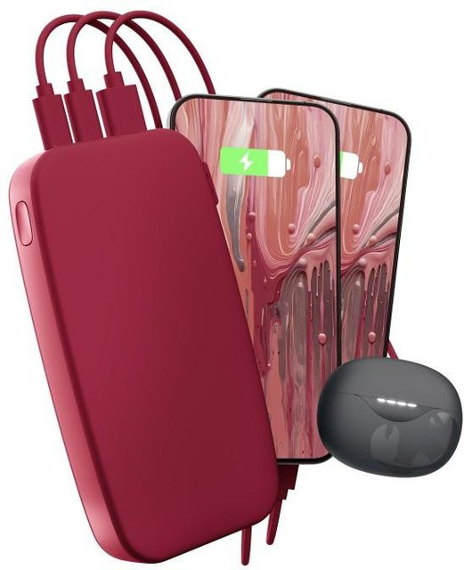 Fresh N Rebel Powerbank 24000mAh mit USB-C und 20W PD Ultra Fast Charging in Berry Red - Bild 1