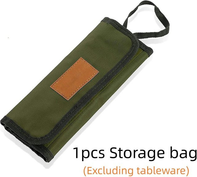 Binchi Outdoor Aufbewahrungstasche für Camping-Besteck, wasserdichte Roll-Up-Tasche in Grün - Bild 1