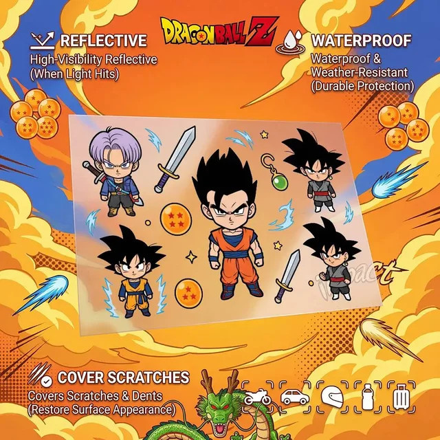 Dragon Ball Goku reflektierende und wasserdichte Aufkleber in Multicolour für Auto, Fahrrad und Helm - Bild 1