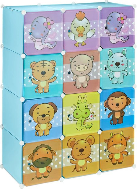 Relaxdays Steckregal für das Kinderzimmer aus Kunststoff und Metall in Blau, H x B x T: 145 x 110,5 x 46,5 cm - Bild 1