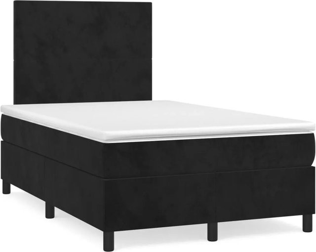 vidaXL Boxspringbett mit Matratze in Schwarz, Hybrid-Design aus Samt, B/T: 120 x 200 cm - Bild 1