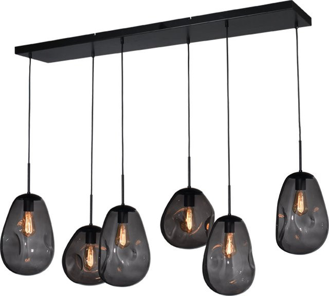 Masterlight Lava Pendelleuchte 6-flammig in Rauchgrau mit Glaselementen - Bild 1