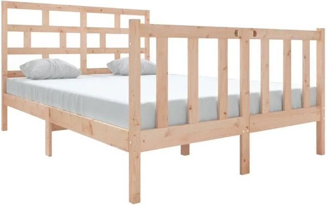 vidaXL Massivholzbett aus Kiefer in Braun, B/T: 140 x 190 cm - Bild 1