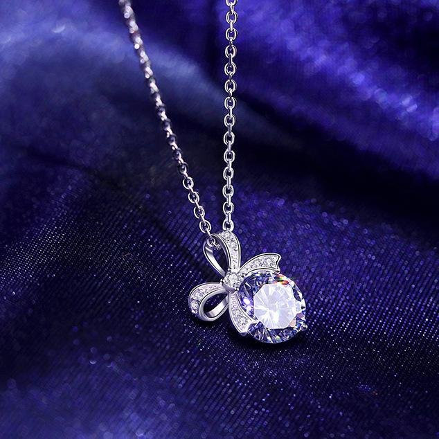 Halskette mit Anhänger, 925 Silber, Diamant, Zirkonia, Damen, blau - Bild 1