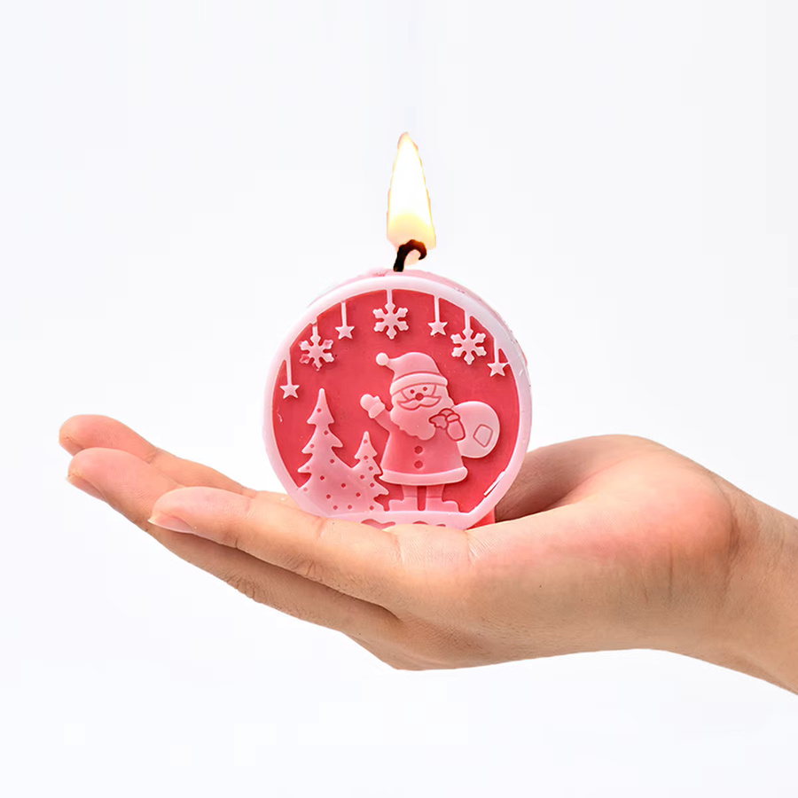 UDOCOOL Silikonform für DIY Weihnachts-Duftkerzen mit Kristallkugel, Weihnachtsbaum, Schneemann und Elch Mustern - Bild 3