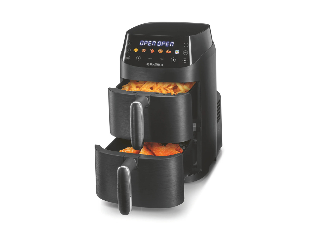 GOURMETMAXX Doppel-Heißluftfritteuse mit Dual Zone, 2000 Watt, Schwarz, B/H/T: 38,2 x 35,7 x 22,6 cm - Bild 3