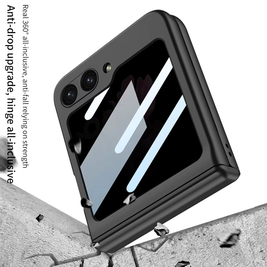 Magnetische Hartschalen-Handyhülle mit Sichtschutz-Schutzfolie und Scharnierschutz für Samsung Galaxy Z Flip 7 in Lila - Bild 2