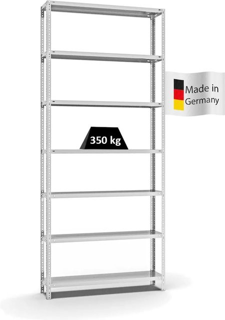 PROREGAL Heavy-Duty Fachbodenregal mit Schraubsystem, 7 Ebenen, Lichtgrau, H x B x T: 300 x 130 x 30 cm - Bild 1