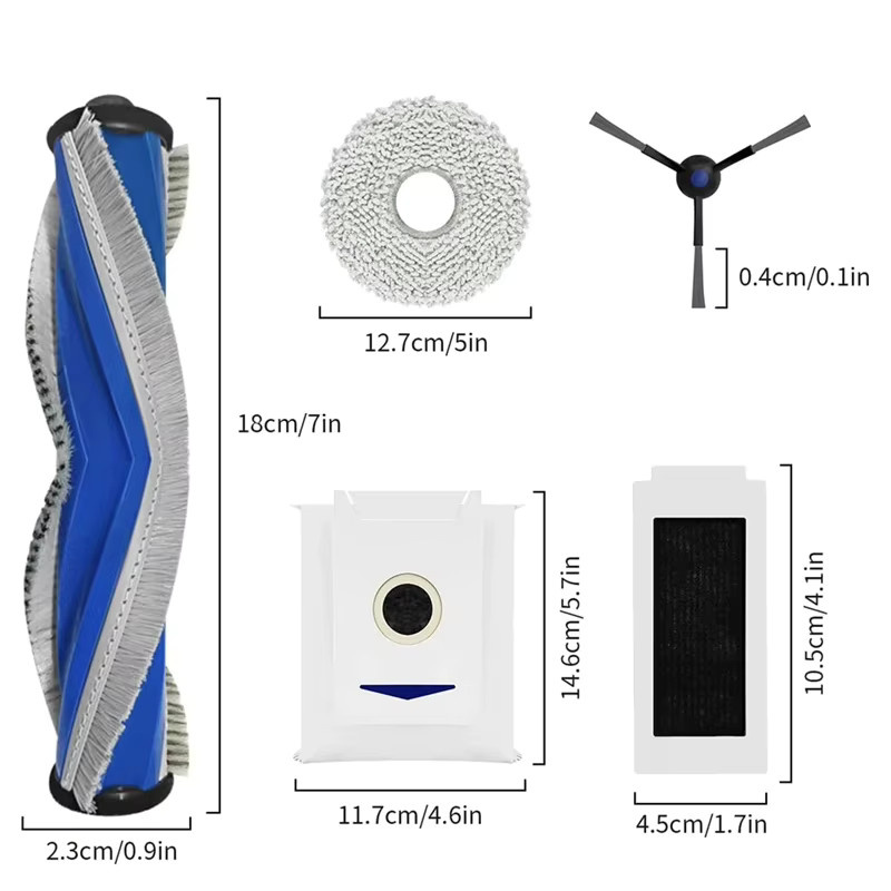 Ersatzteil-Set für Ecovacs T30 Pro, Max, Omni und Yeedi M12 Pro mit Hauptbürsten, Filtern, Mopps und Staubbeuteln, Multicolor - Bild 4