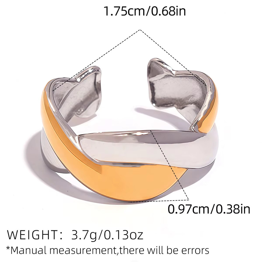 Uself Ring Edelstahl, gewellt, Doppellinie, Damen, Vintage - Bild 3