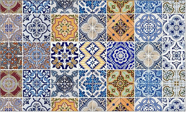 MySpotti Küchenrückwand Profix Cucina Pablo in Fliesenoptik Blau-Gelb B: 100 cm, H: 60 cm - Bild 1
