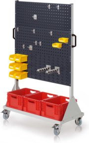 Kappes RasterMobil Rollbarer Rollcontainer Gr. 4 in Grau RAL 7035/7016 mit 4 Lochplatten und 2 Schlitzplatten, abschließbar, Höhe: 158 cm - Bild 1