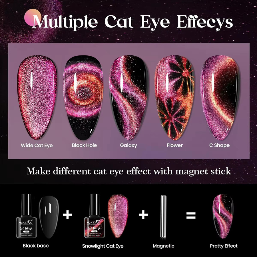 QAZIXU Aurora Cat Eye Gel Nagellack, 10 ml, Schimmernd - Bild 4