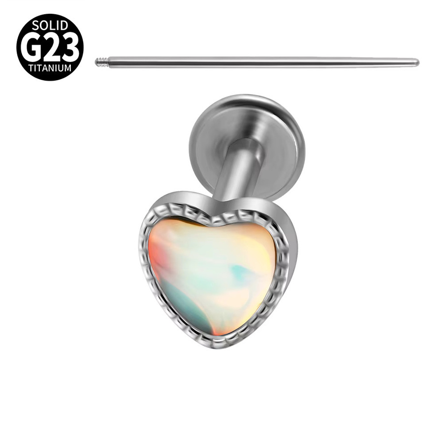 Ohrring Titan, 18K vergoldet, Herz gezahnte Muschel, Farbverlauf, Unisex - Bild 4