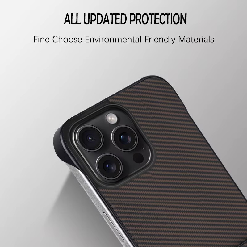 LYYDFUMAN Schutzhülle mit Kohlefaser-Textur und rahmenlosem Ständer für iPhone 17 Air 16E 16 15 14 13 12 Pro Max Plus, Farbe: Schwarz - Bild 4