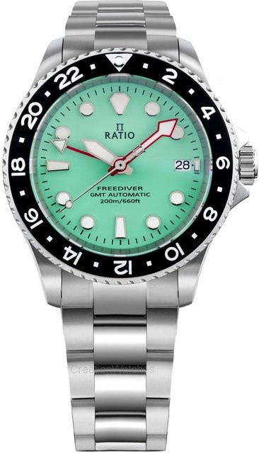 Ratio Armbanduhr Automatik, Edelstahl, grünes Zifferblatt, Herren - Bild 1