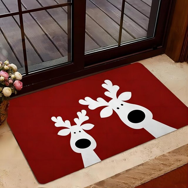 BC-Warm Home Weihnachts Fußmatte mit Rentier Motiv in Rot, B/B: 60 x 40 cm - Bild 1
