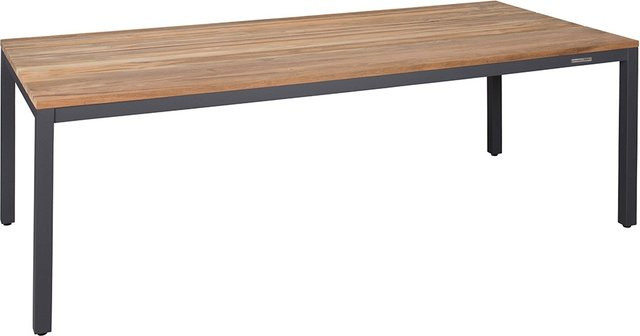 Zebra ALEX Gartentisch aus Aluminium und Teak in Grau und Braun B/T: 220 x 100 cm - Bild 1