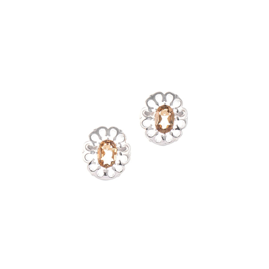 Ohrstecker 925 Silber, Zirkonia, cognac, Unisex - Bild 1