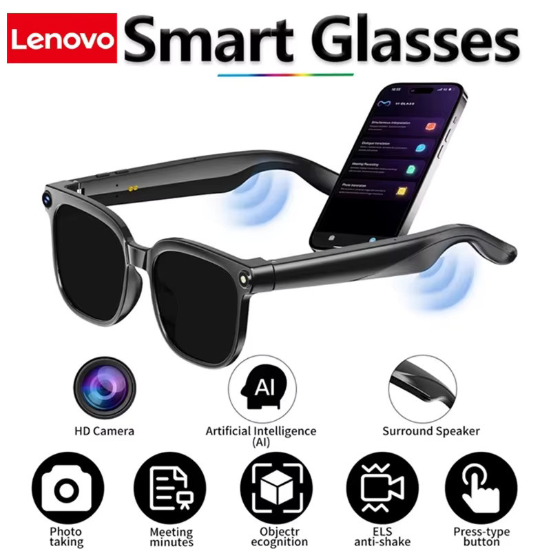 Lenovo 8K HD AI Smart-Brille in Schwarz mit Kamera, Übersetzungsfunktion, Foto- und Videoaufnahme sowie Bluetooth für Musik und Anrufe - Bild 2