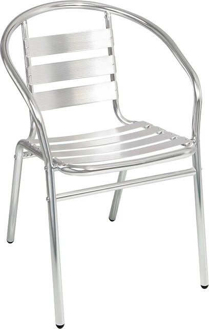 Mojawo Aluminium Bistrostuhl Silber, stapelbarer Gartenstuhl für Balkon und Camping - Bild 1