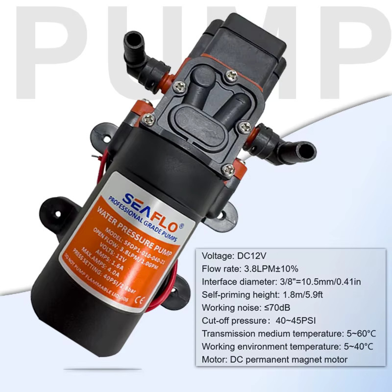 xmshxltd DC12V 40PSI Membranpumpe Booster für Wohnmobil und Boot, selbstansaugende Hochdruckpumpe für Bewässerung und Reinigung - Bild 2