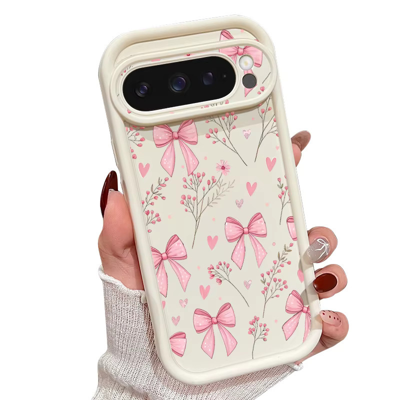 MOESOE Handyhülle mit Rosa Schleife und Blumenmuster für Google Pixel 10 9 8 Pro XL 7 Pro, stoßfestes Softcover in Pink und Multicolour - Bild 5