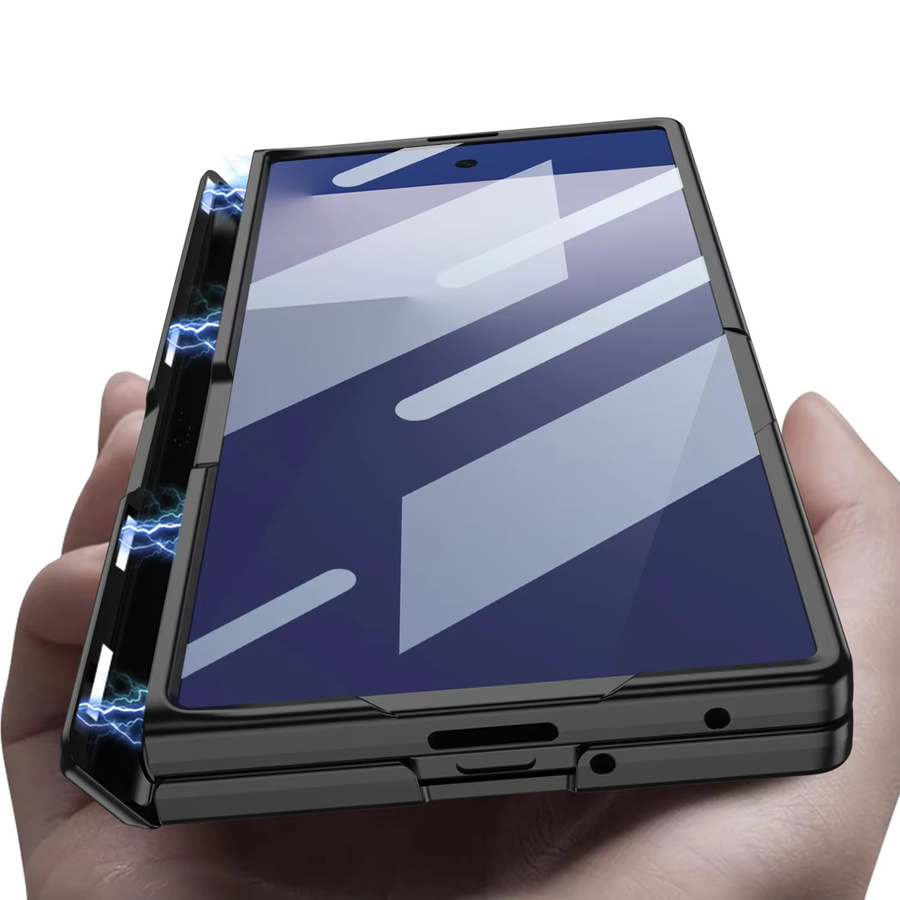 Samsung Schutzhülle für Samsung Galaxy Z Fold 7 mit magnetischem Scharnier, Bildschirmglas und matter Standabdeckung in Schwarz oder Grün - Bild 2