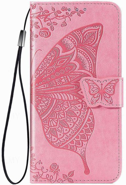 Schmetterling Leder Klapphülle für Vivo Y21 Y27 Y35 Y39 Y16 V30 V40 Y29 Y18 Y28 Y04 Y70 V23 5G V25 V29 V60 Lite V27 Y17S Y31 Y36 Y20S in Rosa - Bild 1