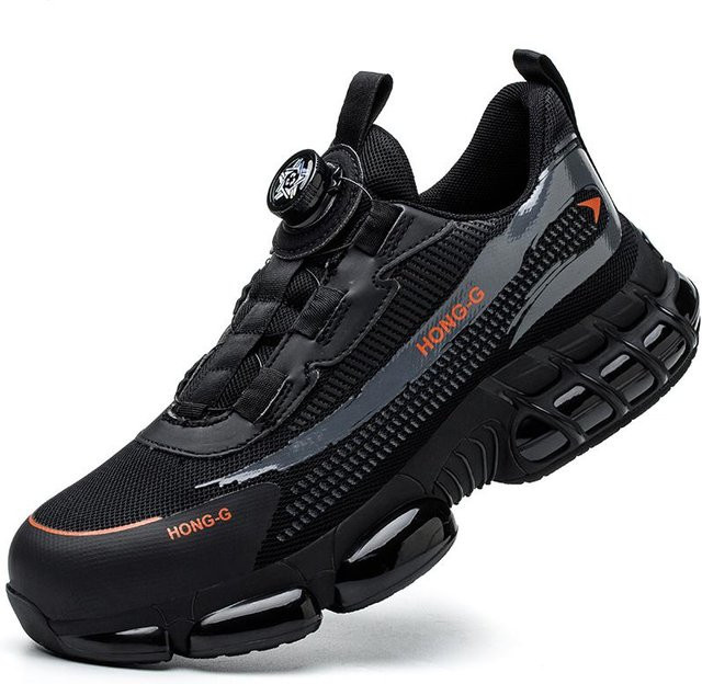 Shoekeeper Sicherheitsschuhe für Herren mit Drehknopf, Stahlkappe und Luftpolster, schwarze Arbeitsschuhe, Größe 38 - Bild 1