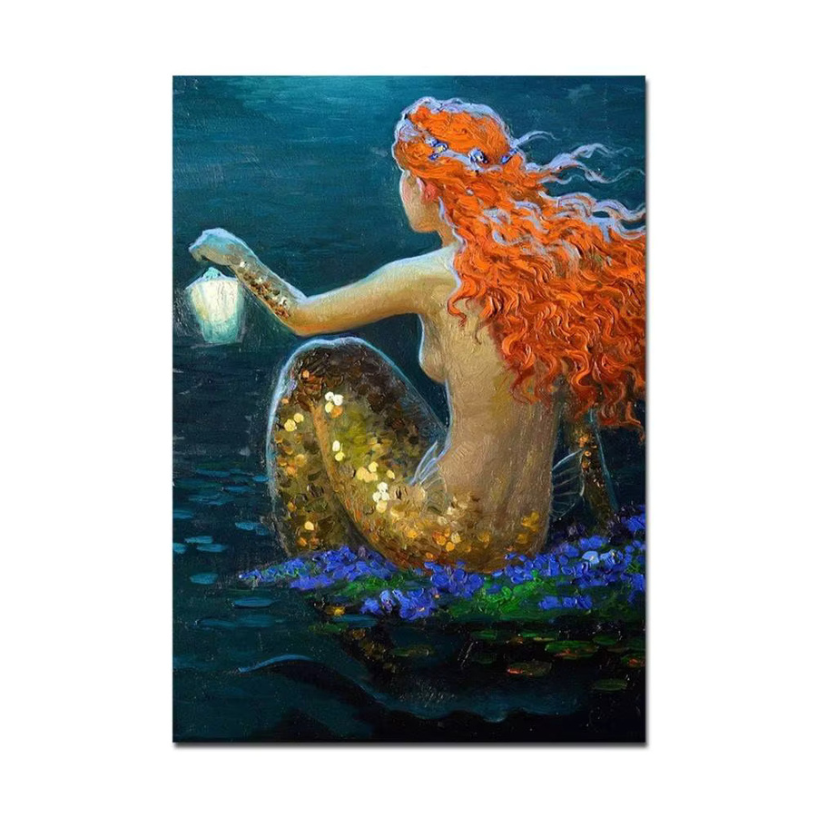 Victor Meerjungfrau Kunst Poster Whitepaper Wandkunst Malerei in Weiß ohne Rahmen - Bild 6